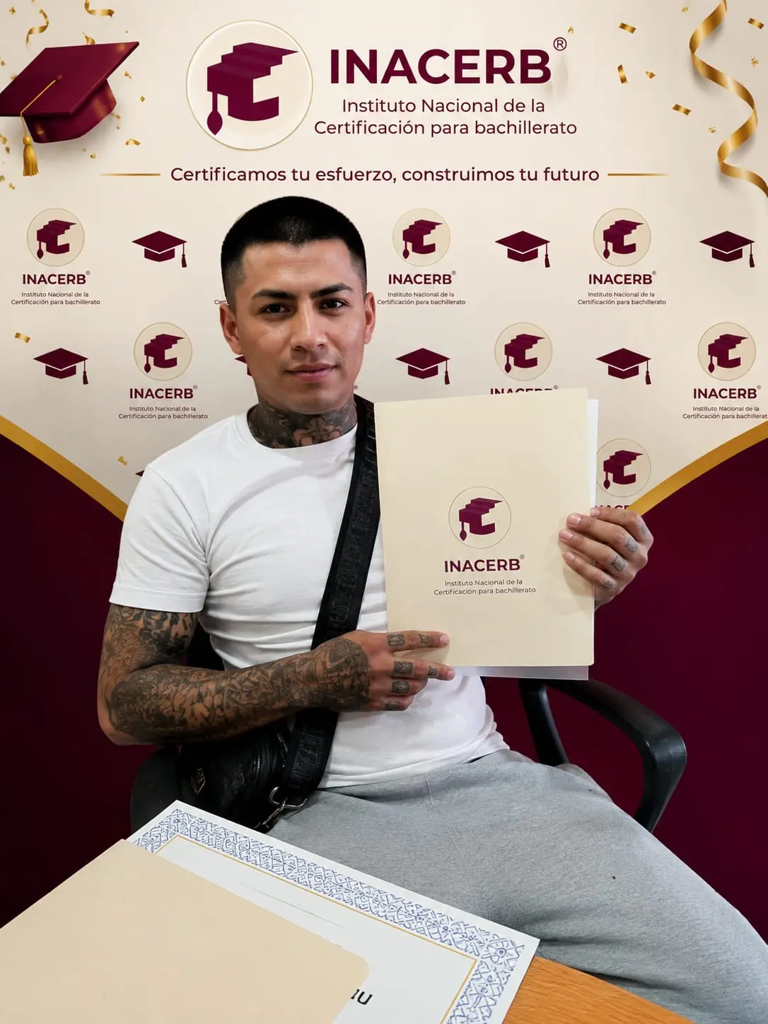 Graduado obteniendo certificado de bachillerato